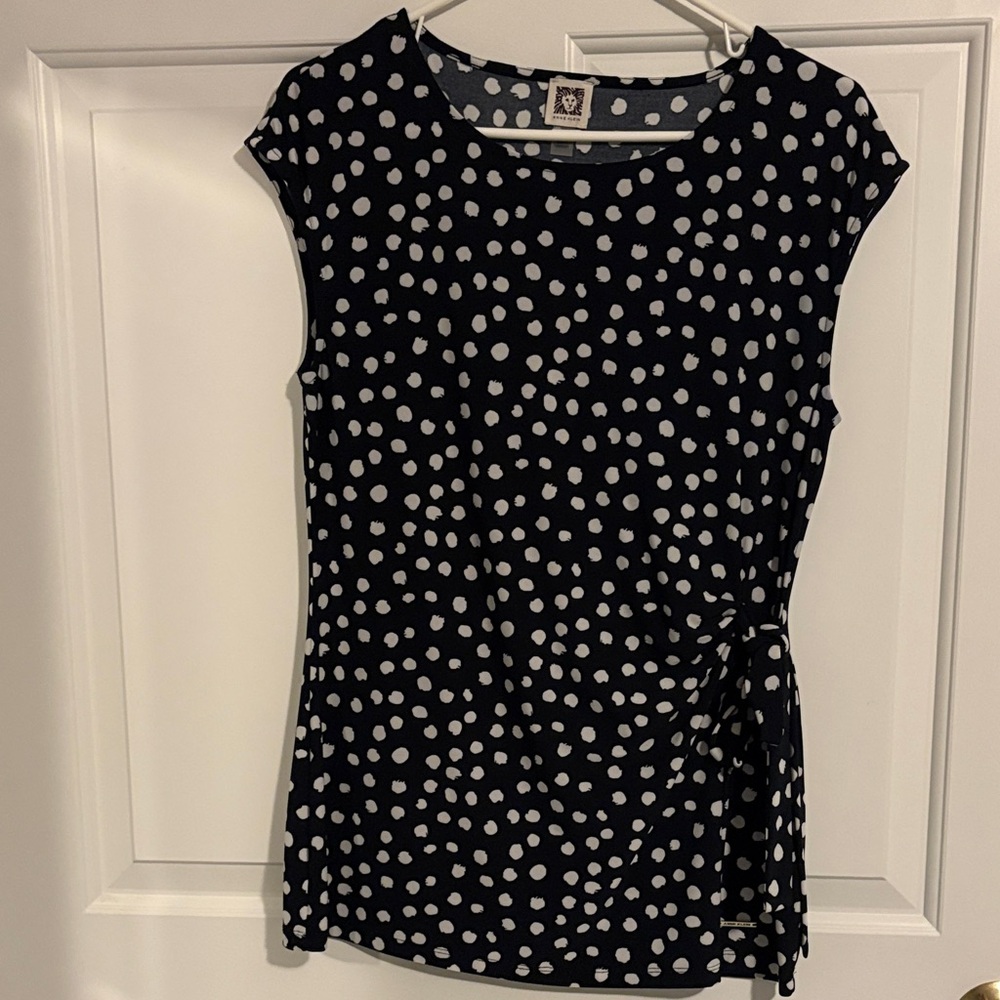 Anne Klein Black and White Polka Dot Blouse